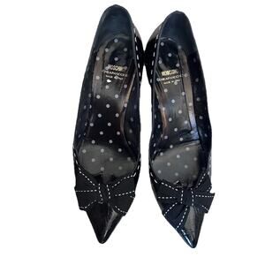 Moschino Cheapandchic Polka Dot White Stitch‎ Kitten Heel | 9